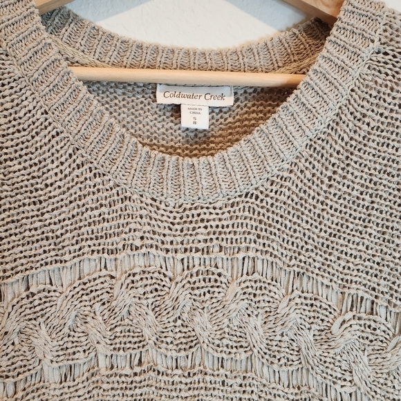 Coldwater Creek Sweater Open Loose Knit Sweater lightweight Tan size S Small 8 - Picture 5 of 5